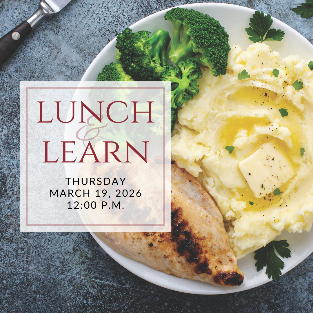 a plate of sandwiches on a table with the words lunch & learn on it