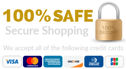 a sign that says 100 % safe secure shopping we accept all of the following credit cards