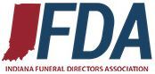 the logo for the indiana funeral directors association .