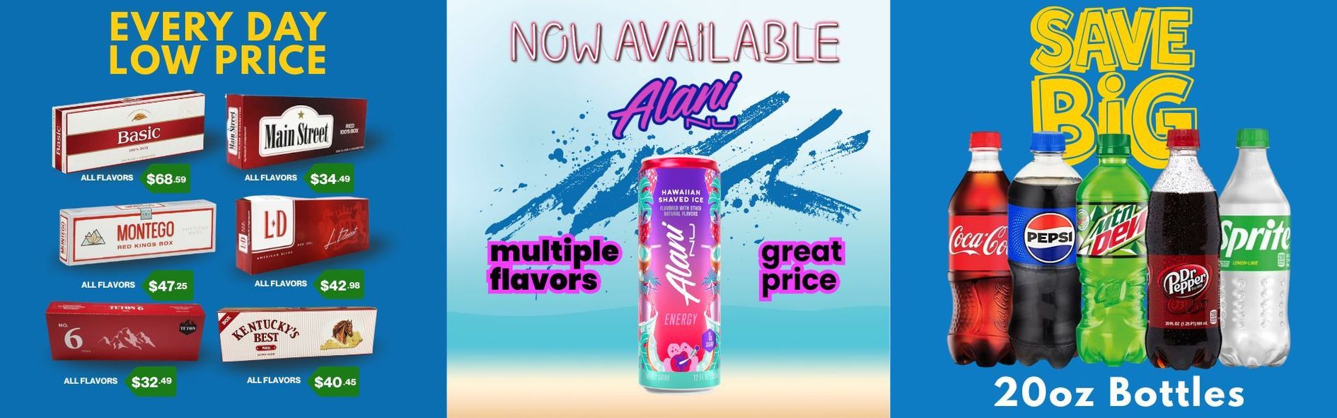 SBX VAPE logo with multiple colored vape devices. Blue and green background.