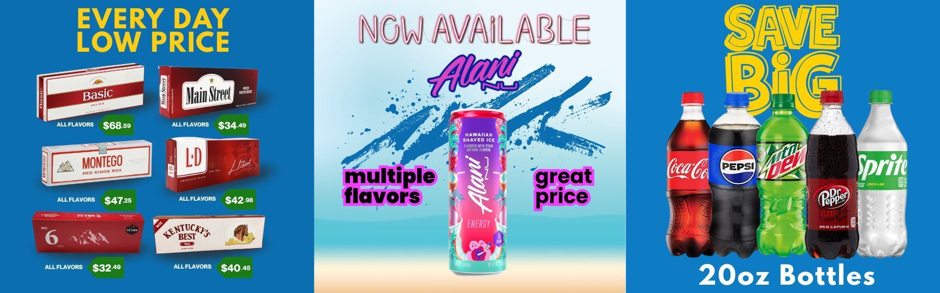 SBX VAPE logo with multiple colored vape devices. Blue and green background.