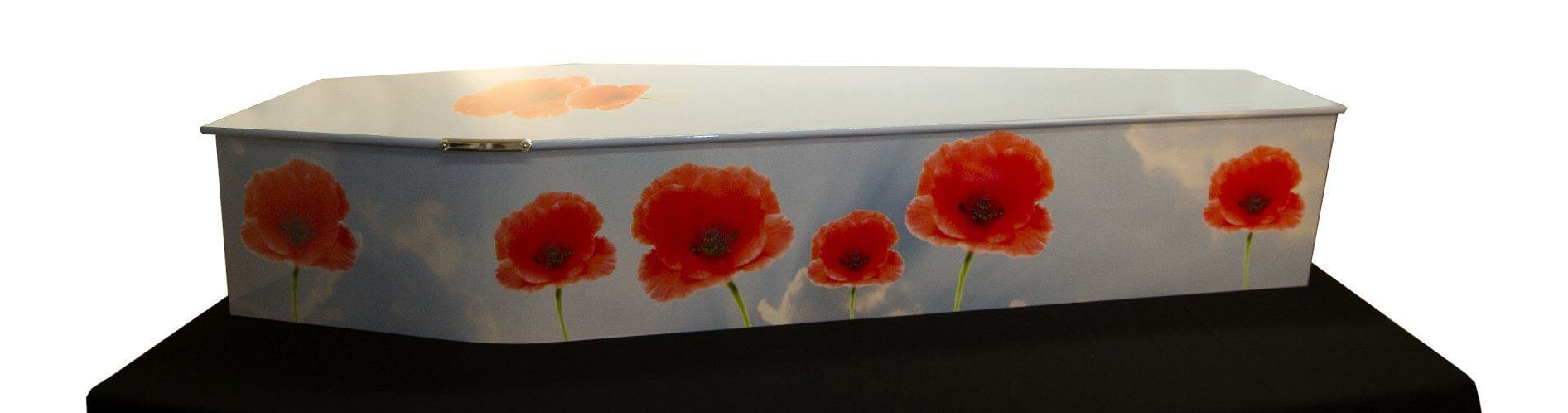 Decorated coffin with poppies