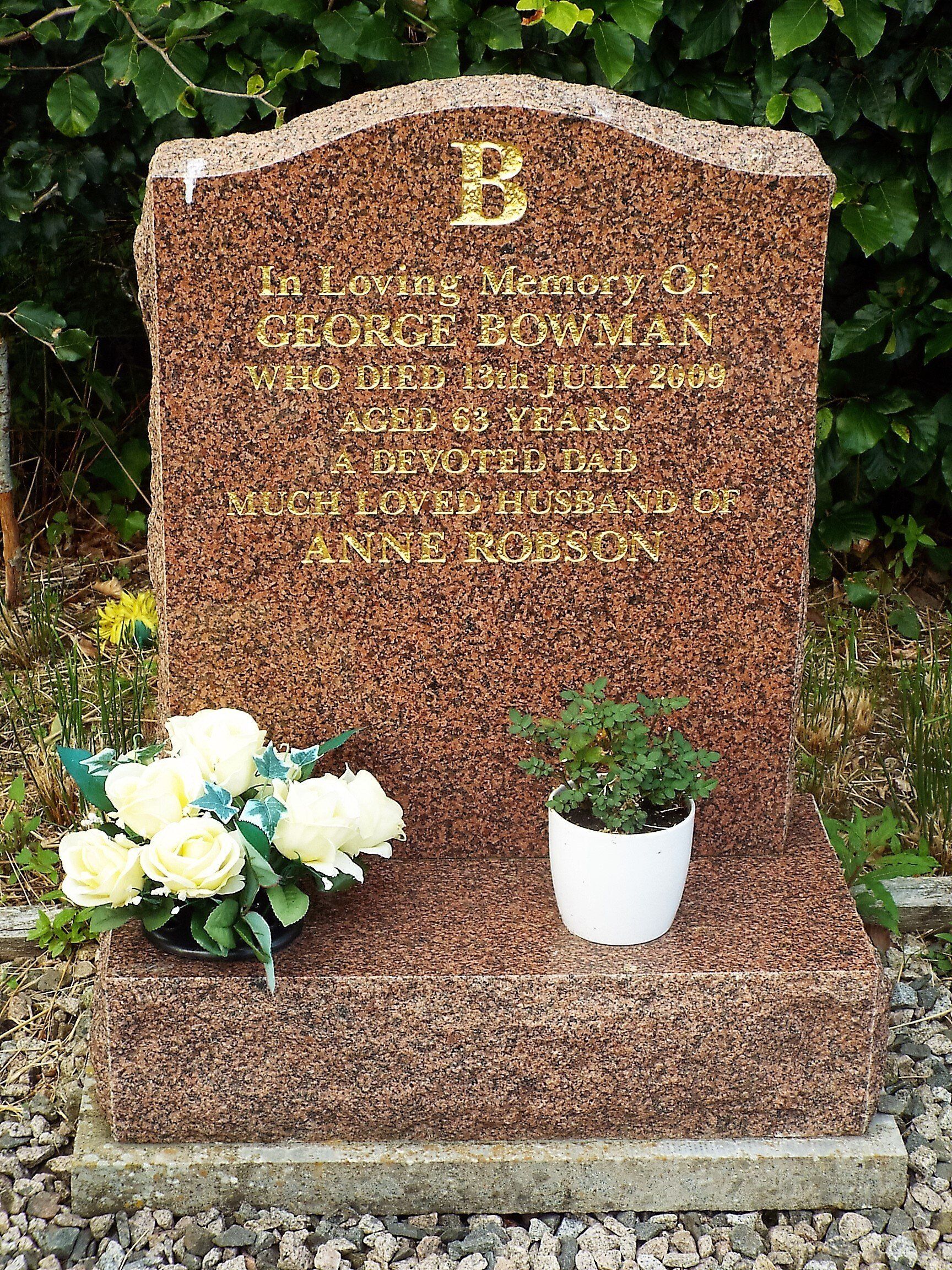 Red granite gravestone