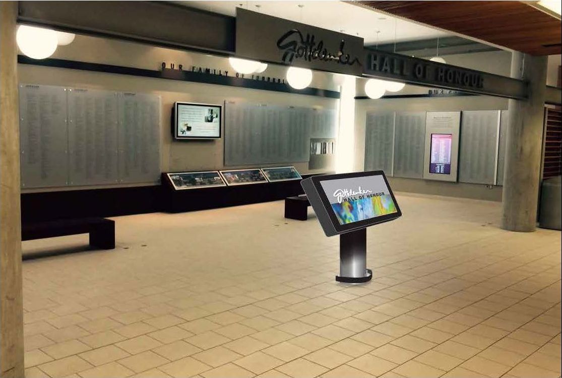 an empty hallway with a sign that says hall of fame