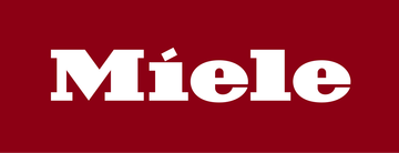 Miele logo in white text on a red background.