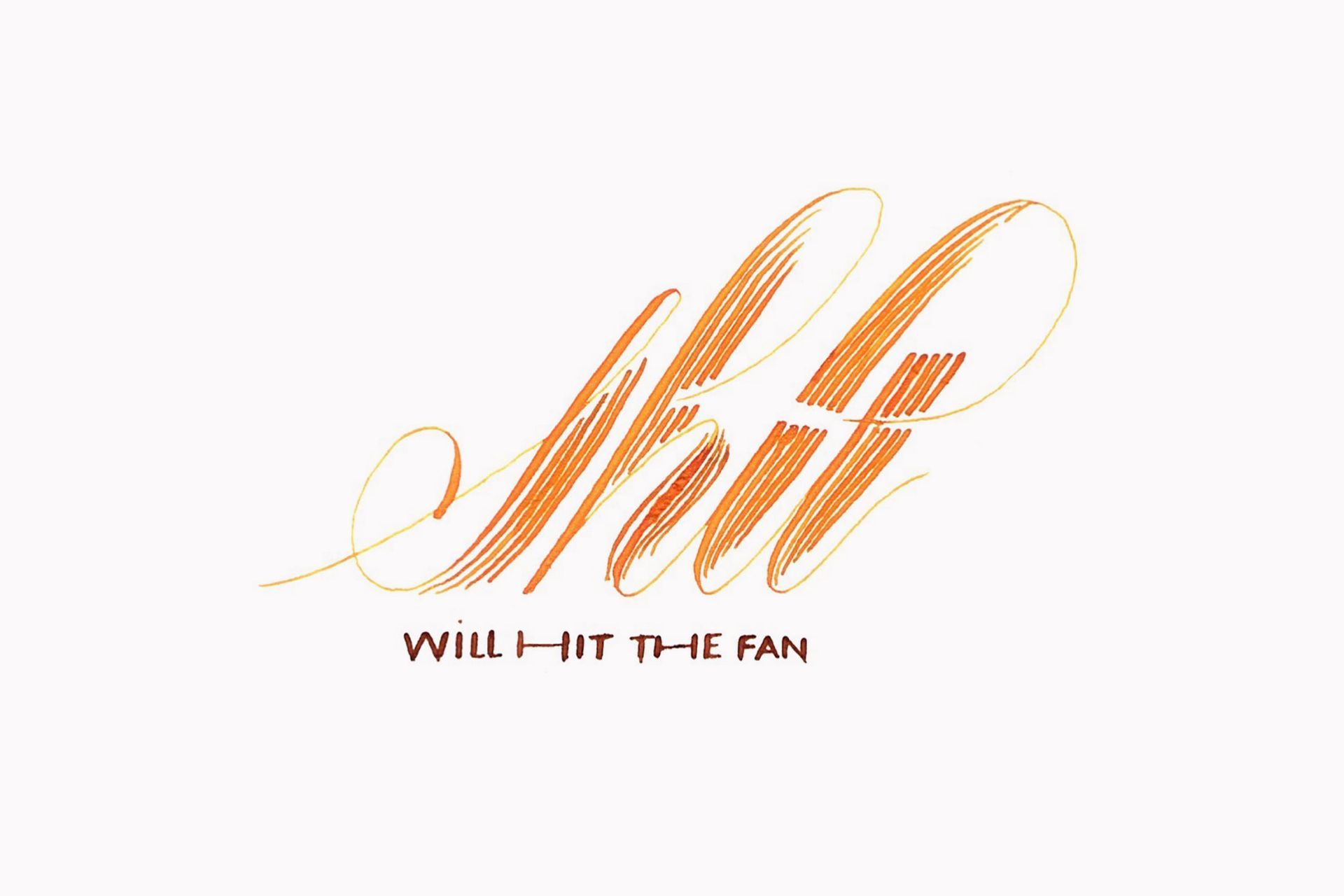 Orange, stylized cursive calligraphy spelling