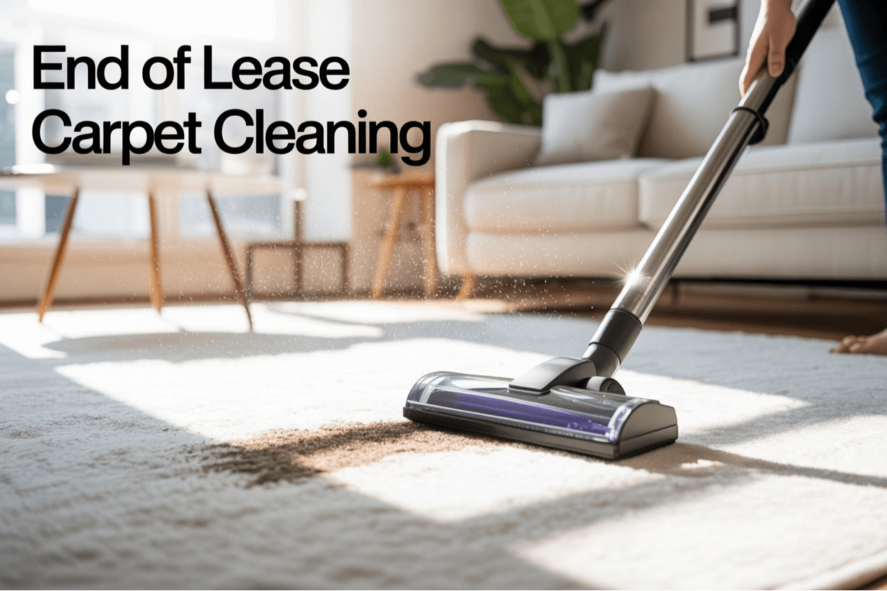 A person is using a vacuum cleaner to clean a rug in a living room.