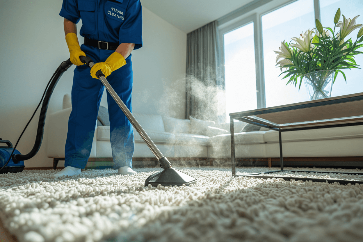 A cleaner Steam Cleaning Wool Carpet in Adelaide