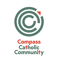 Logo of Compass Catholic Community: green concentric circles with a "C" shape and a red square, text below.