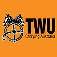 A logo for TWU carrying australia with two horses in a circle.