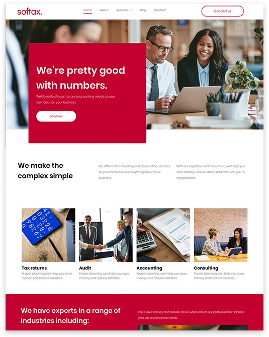 A screenshot of a website for a company called softox.