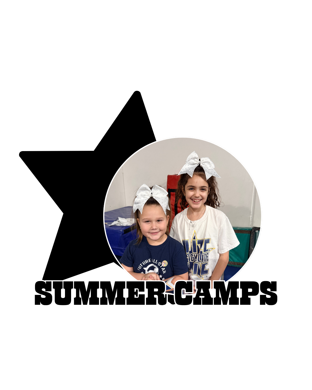 SummerCamps logo with black star and two smiling children in a circular photo