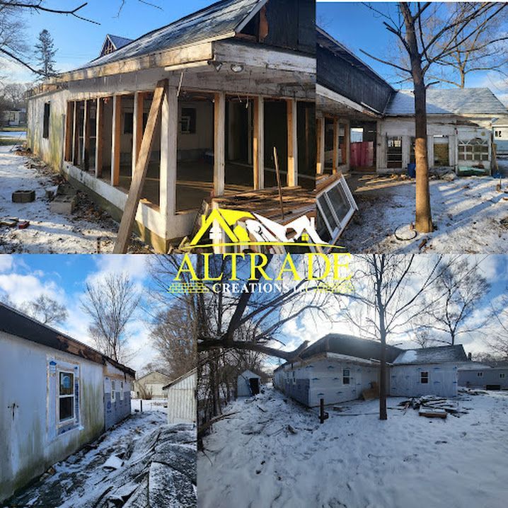 Before and after of a full home remodel in Mt Pleasant, MI by Altrade Creations
