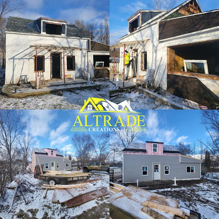 Before and after of a full home remodel in Mt Pleasant, MI by Altrade Creations