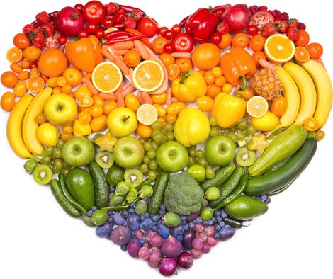 Fruits and Vegetables Shaped as Heart