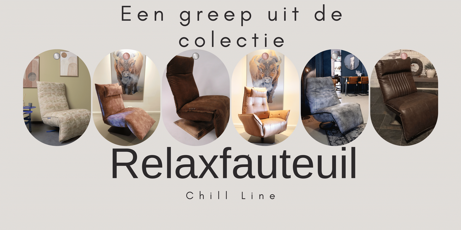 Overzicht van Chill-Line Relaxfauteuils, met moderne ontwerpen en comfortabele functies voor optimale ontspanning.