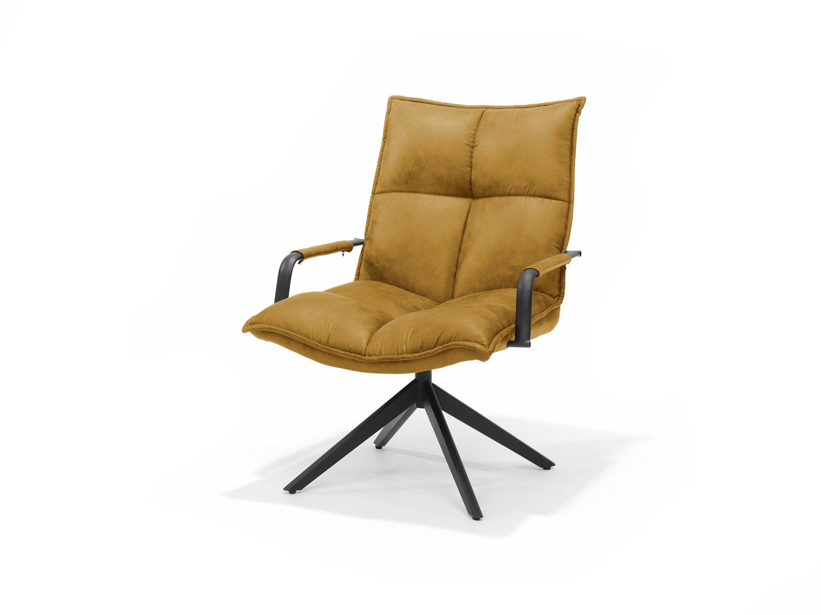 Robert fauteuil met luxe goudkleurige bekleding, comfortabele rugleuning en slanke metalen poot |  een stijlvolle uitstraling