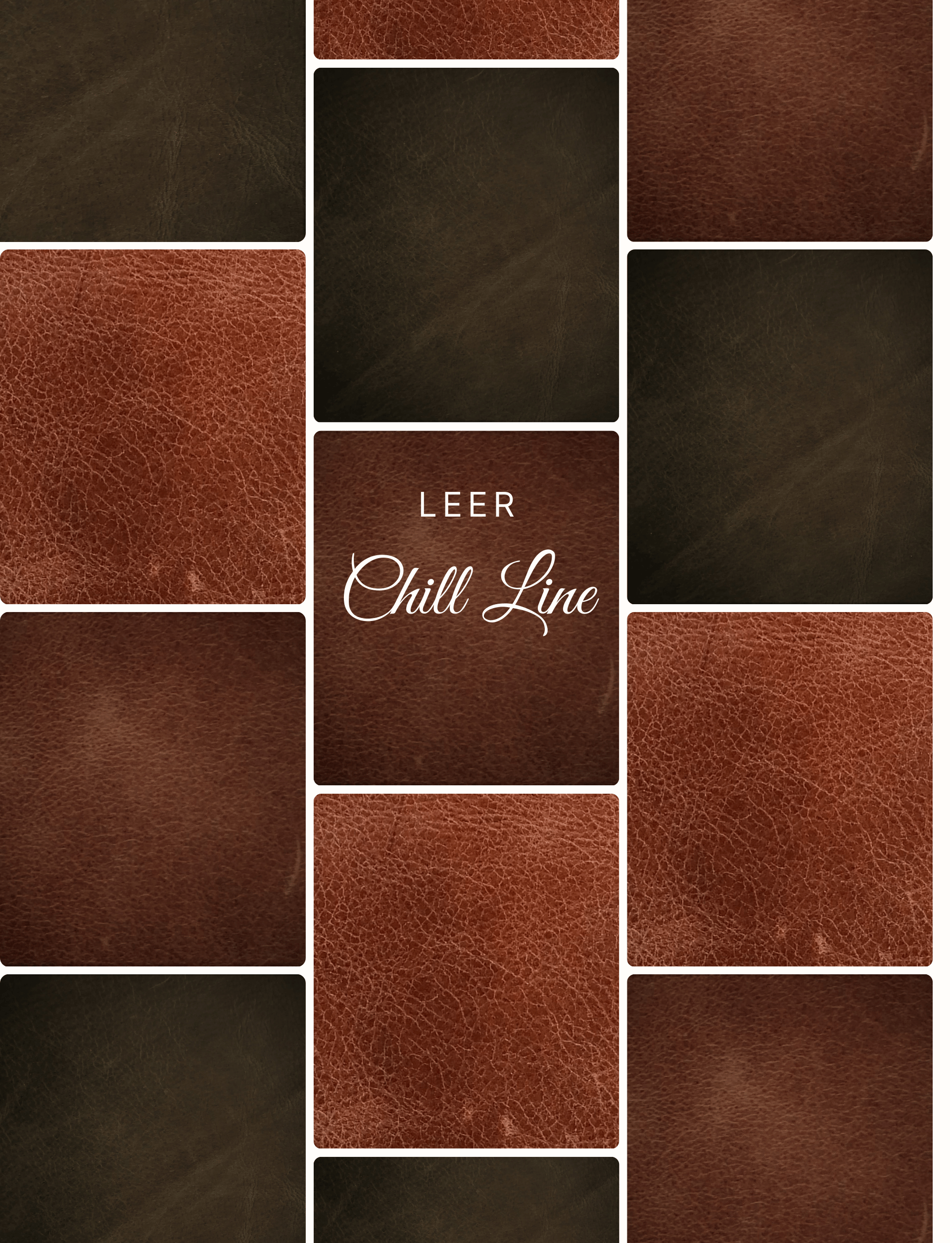 Close-up van Chill Line leer met een zachte, luxe textuur en natuurlijke uitstraling, ideaal voor comfortabele en stijlvolle relaxfauteuils.