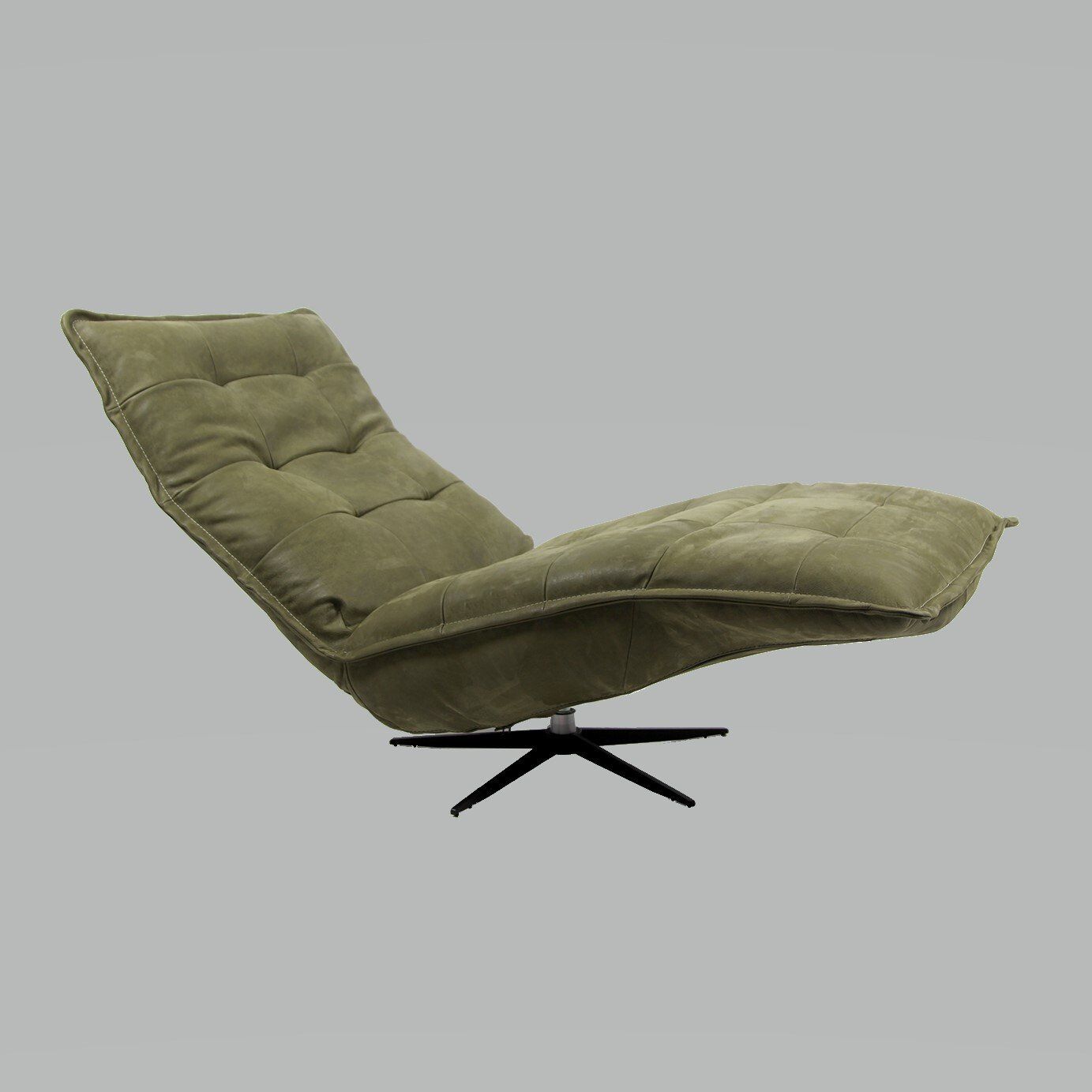 Relaxfauteuil Luc in ligstand, met de rugleuning volledig naar achteren gekanteld voor optimale ontspanning. De royale, gewatteerde zitting en het verhoogde voetgedeelte bieden extra comfort, terwijl de elegante lijnen en het minimalistische ontwerp de fauteuil een moderne uitstraling geven, ideaal voor een eigentijds interieur.