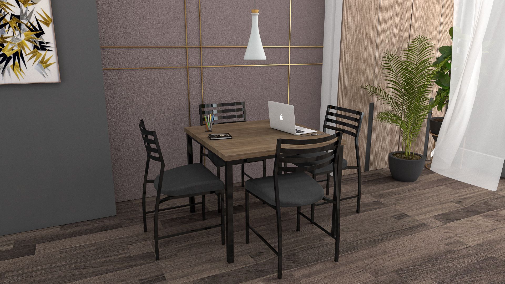 Dining Rooms available in a variety of laminate colors and finishes combined with black or silver powder coated metal