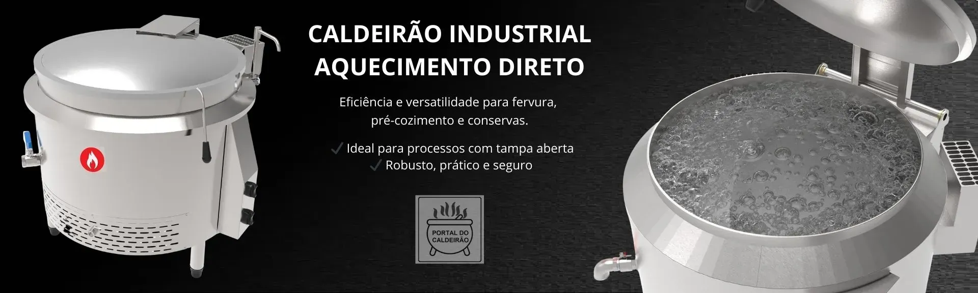 Banner do caldeirão industrial aquecimento direto 