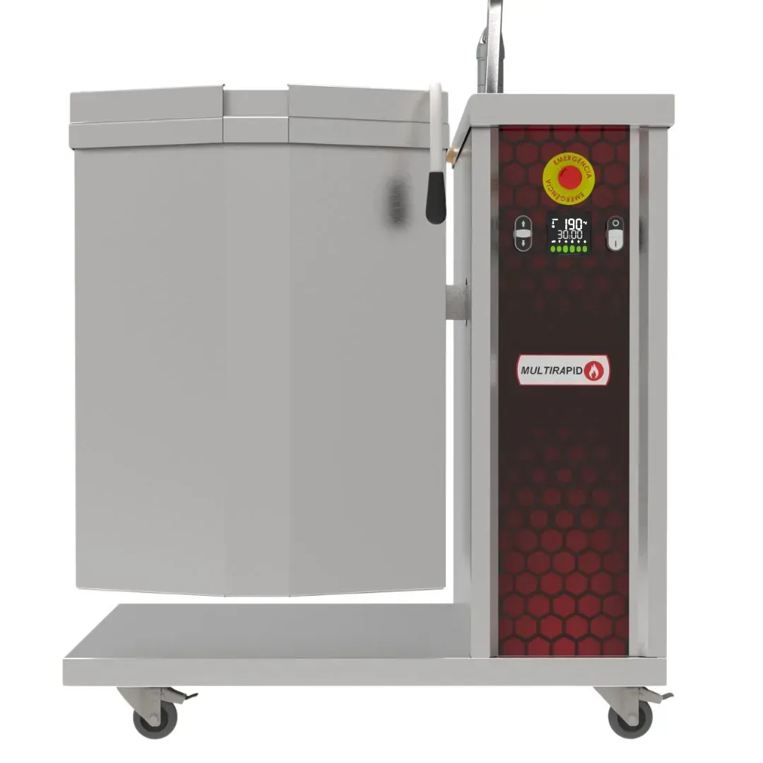 Caldeirão basculante em inox 60 litros com tampa fechada vista frontal