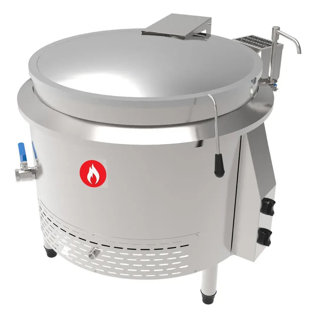 Caldeirão industrial aquecimento direto   americano em aço inox