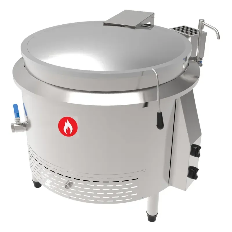 Caldeirão industrial aquecimento direto a gás em aço onox