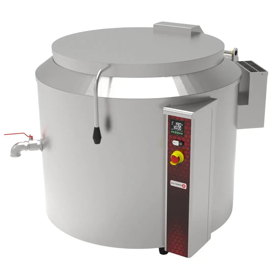 Caldeirão Fluído Térmico em aço inox vista de perfil