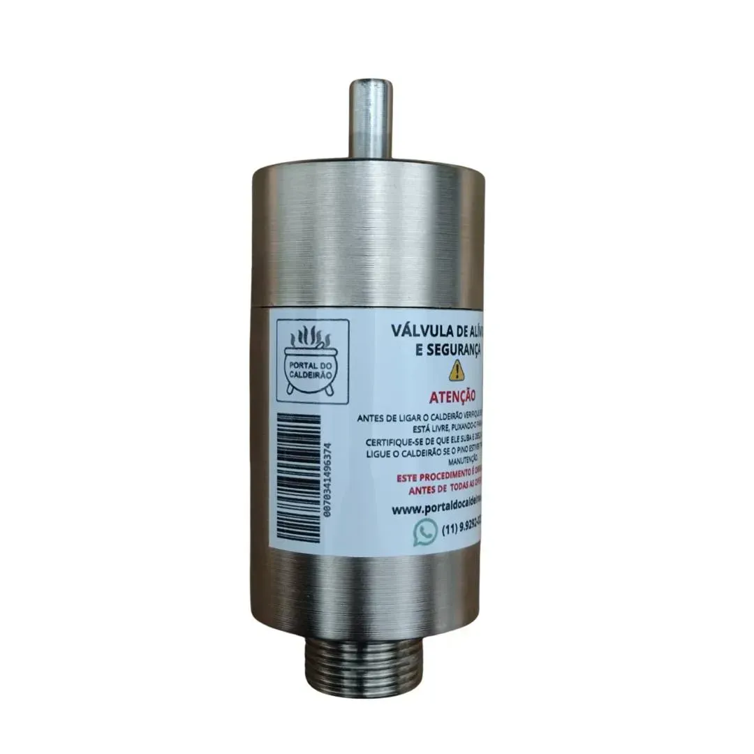 Válvula de segurança para caldeirão industrial autogerador de vapor em inox
