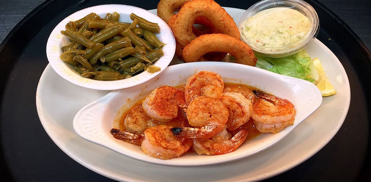 Broiled Jumbo Shrimp with Hushpuppies and Choice of Side