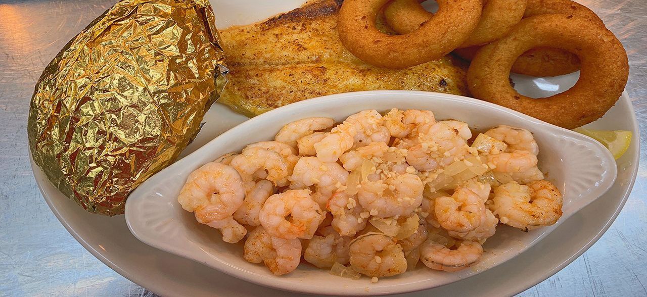 Broiled Flounder and Shrimp Scampi