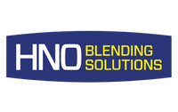 A blue and yellow logo for hno blending solutions