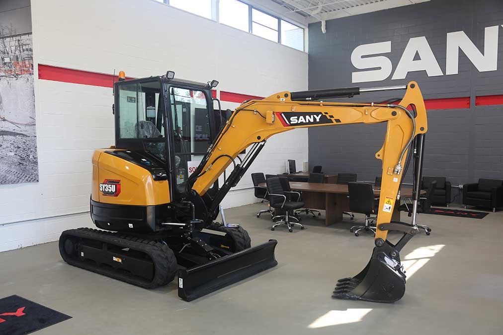 SANY of Pennsauken lobby with heavy machinery excavator