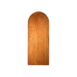 A wooden fence picket with a curved top on a white background.