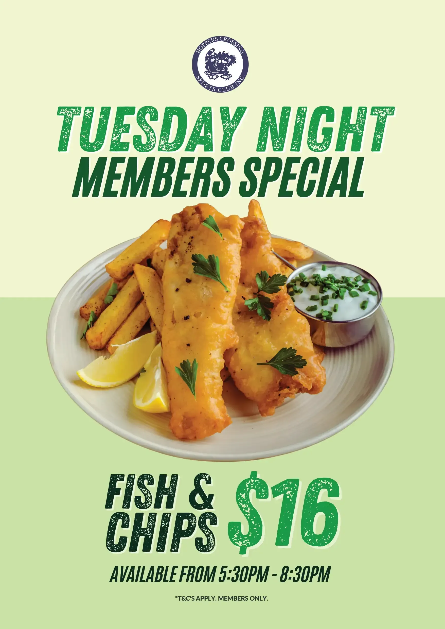 Members Special Tuesday Night Fish & Chips