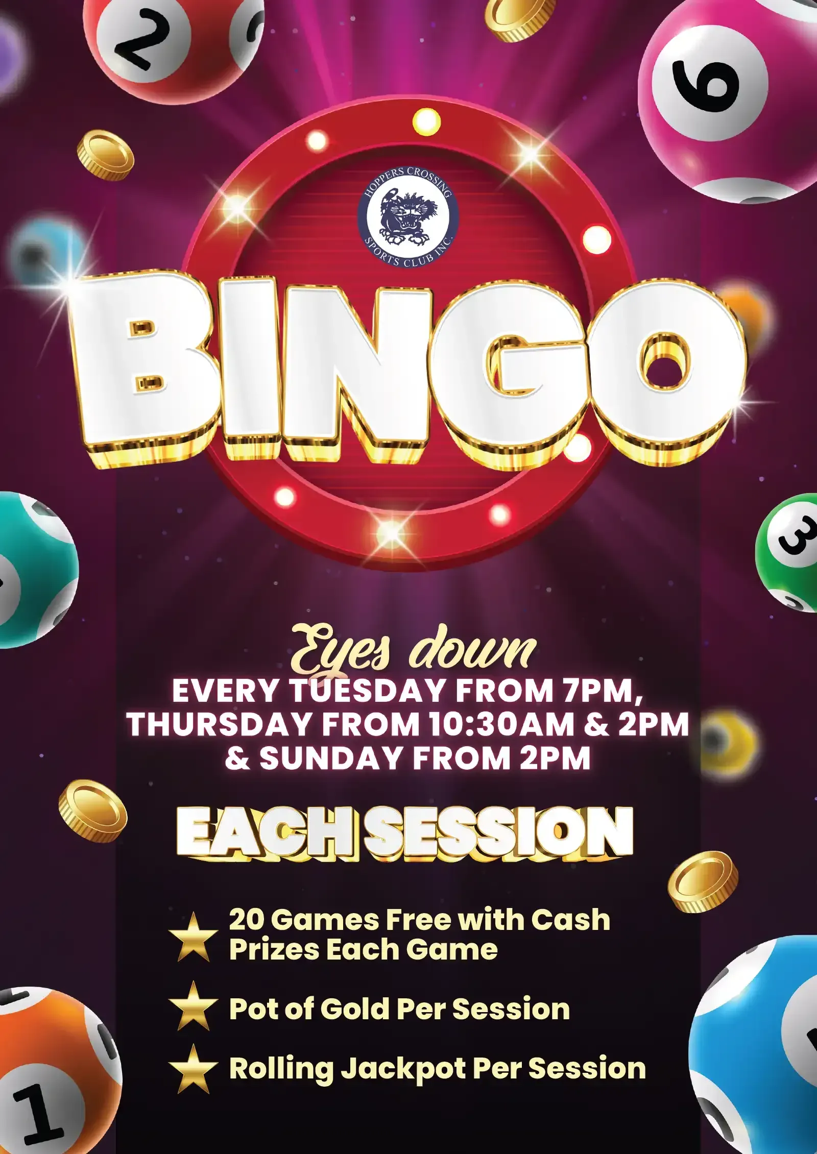Bingo at Hoppers Crossing Sports Club