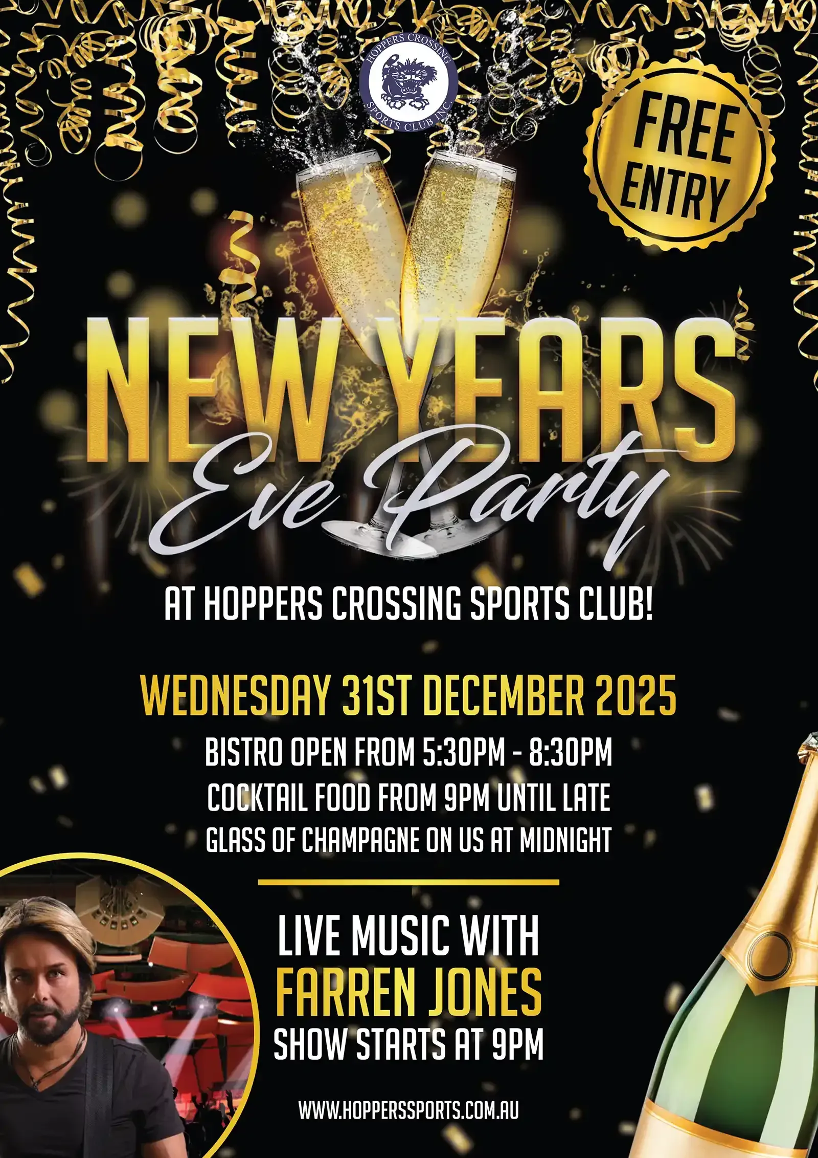 New Years Eve Party at Hoppers Crossing Sports Club