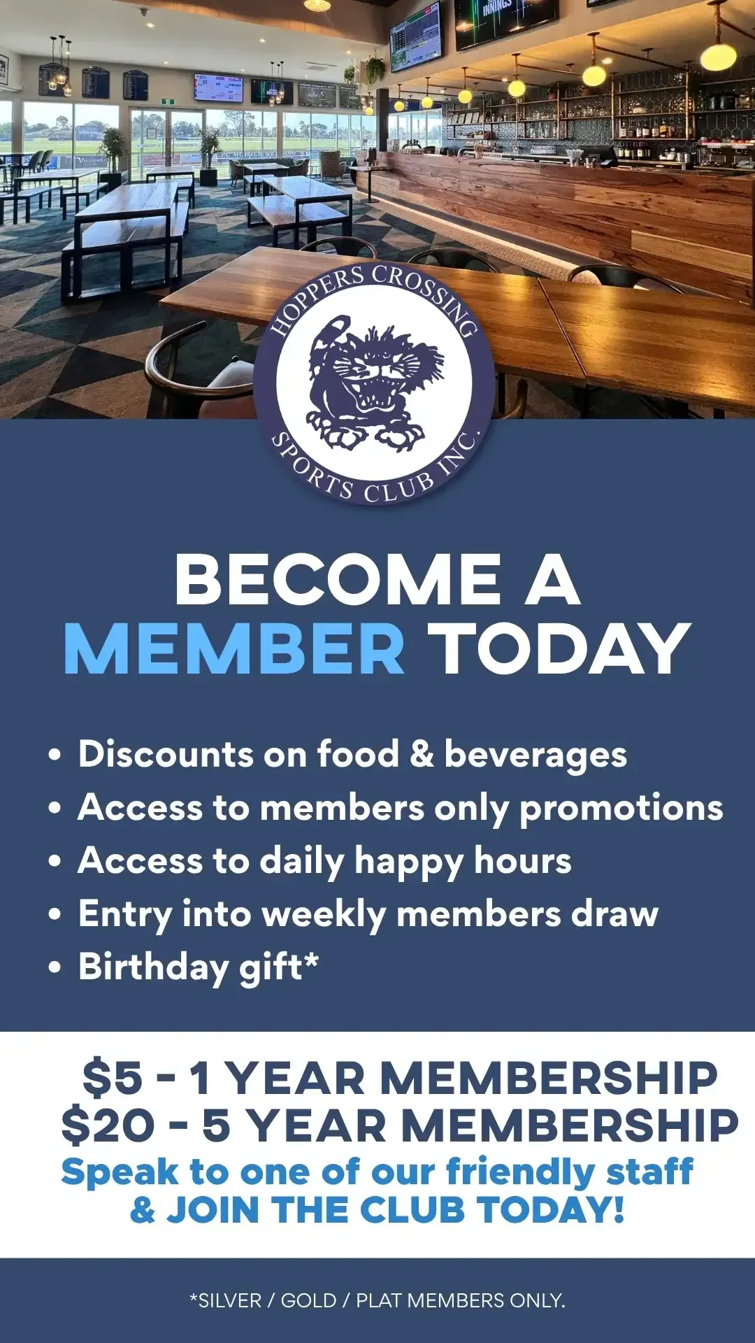 Become a Hoppers Crossing Sports Club member today.