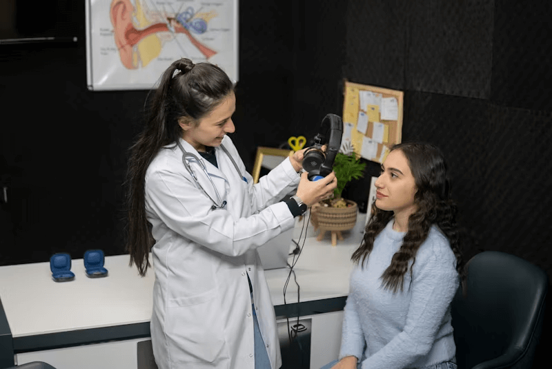 woman getting a hearing test