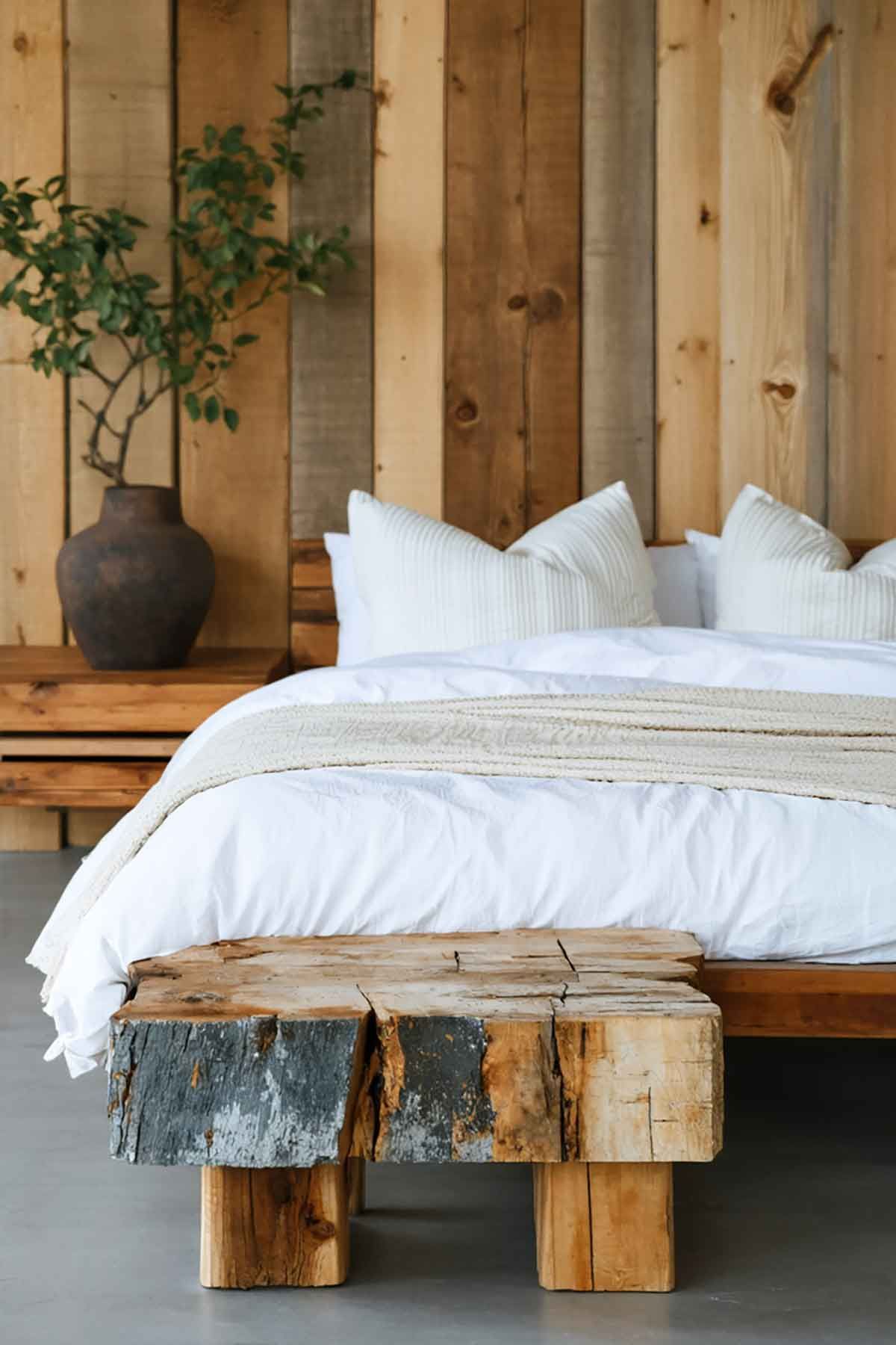 Transform your space with reclaimed wood ideas for rustic interiors like this recycled headboard