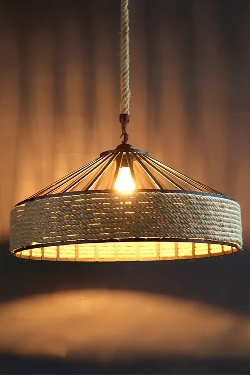 Hemp rope and iron hanging pendant