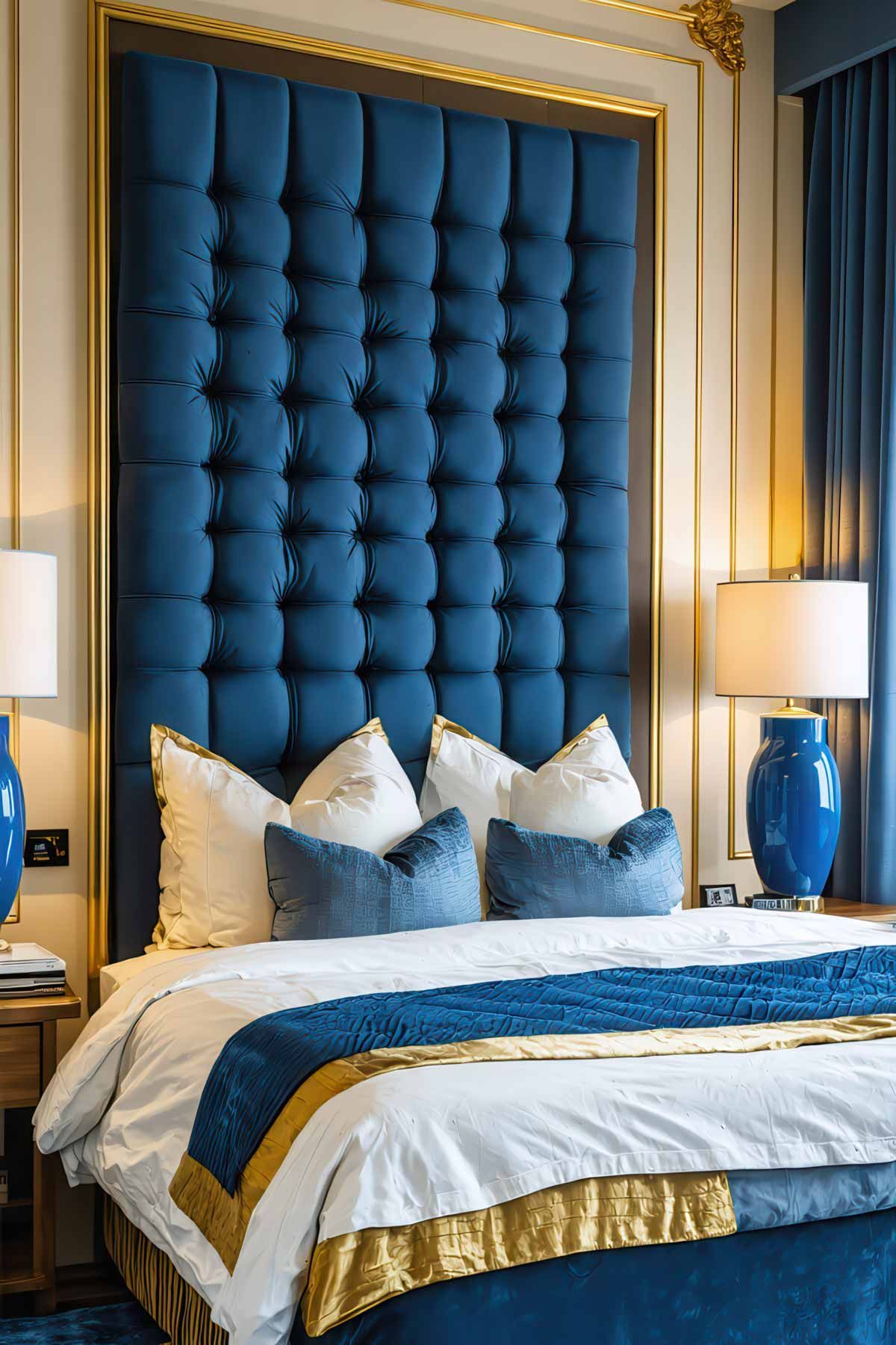 Bedroom-With-Statement-Headboard A statement headboard to draw focus in a master bedroom