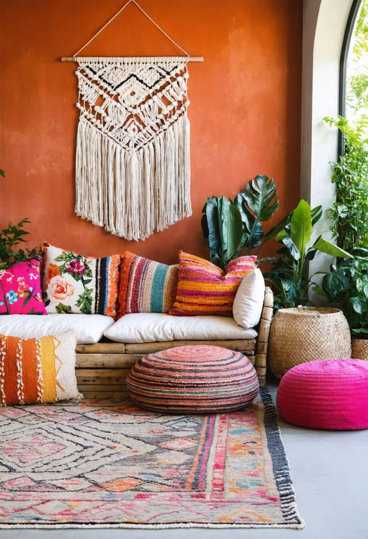 How_to_Layer_Textures_in_Bohemian_Interiors_0002 A Bohemian styled living space with contemporary pieces.