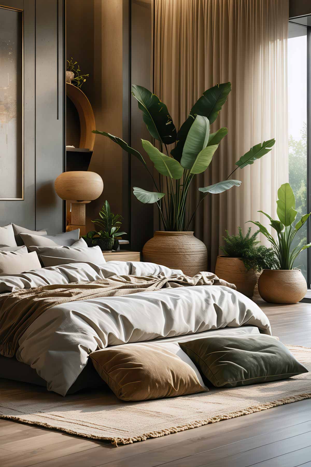Modern-Bedroom-Using-Natural-Materials Bedroom design using earthy tones