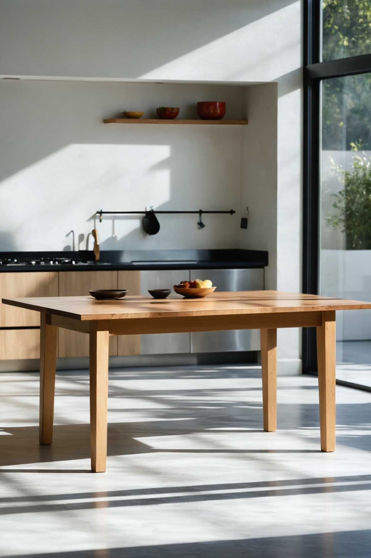 Shaker style tables can look very modern if styled with a clean kitchen design.