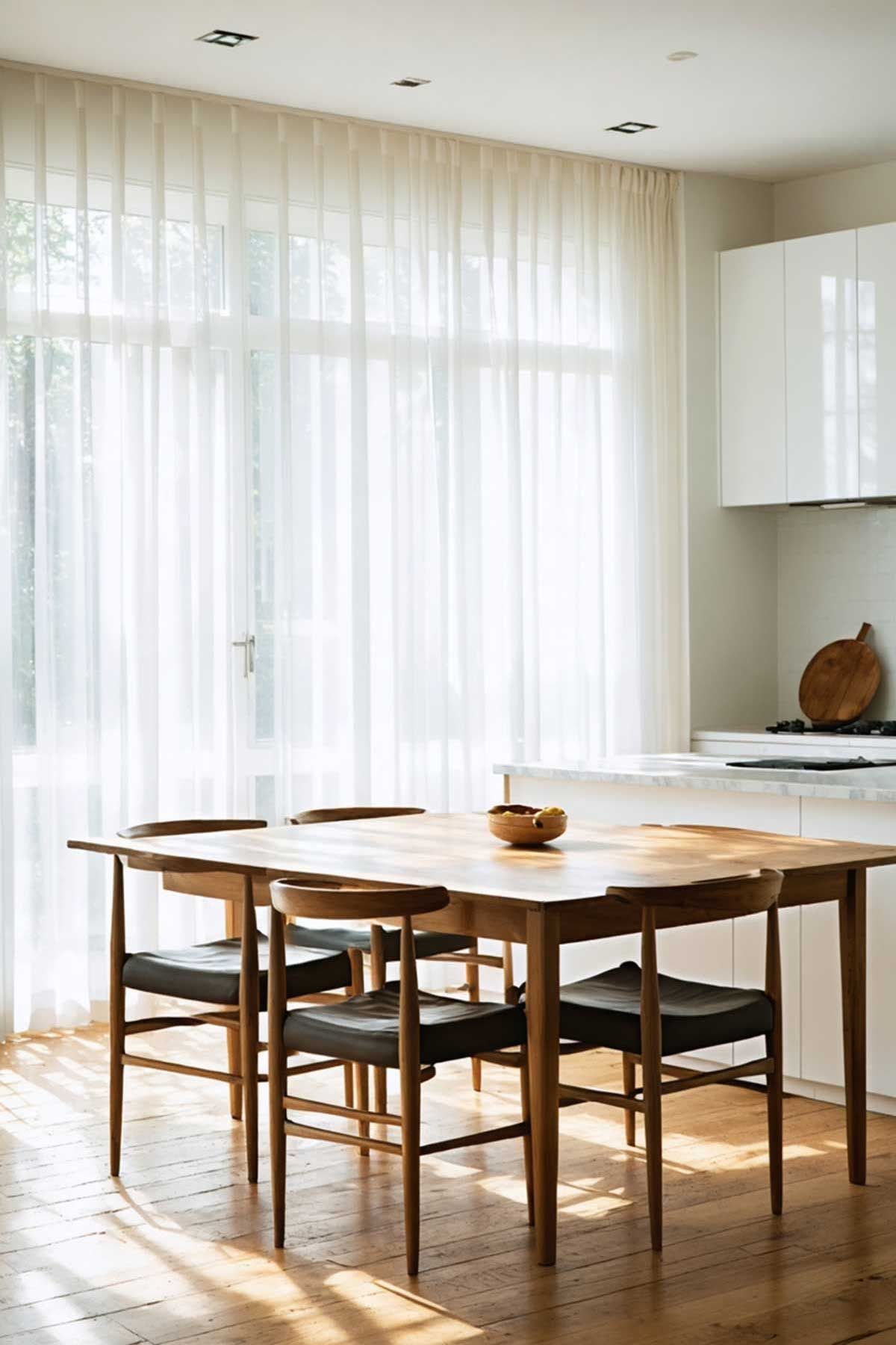 Shaker style kitchen table in a modern kitchen.