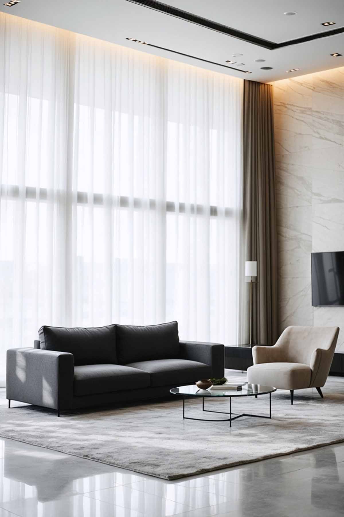 Top_Minimalist_Furniture_Pieces_for_Modern_Homes_0001 A black sleek sectional sofa in a modern living room