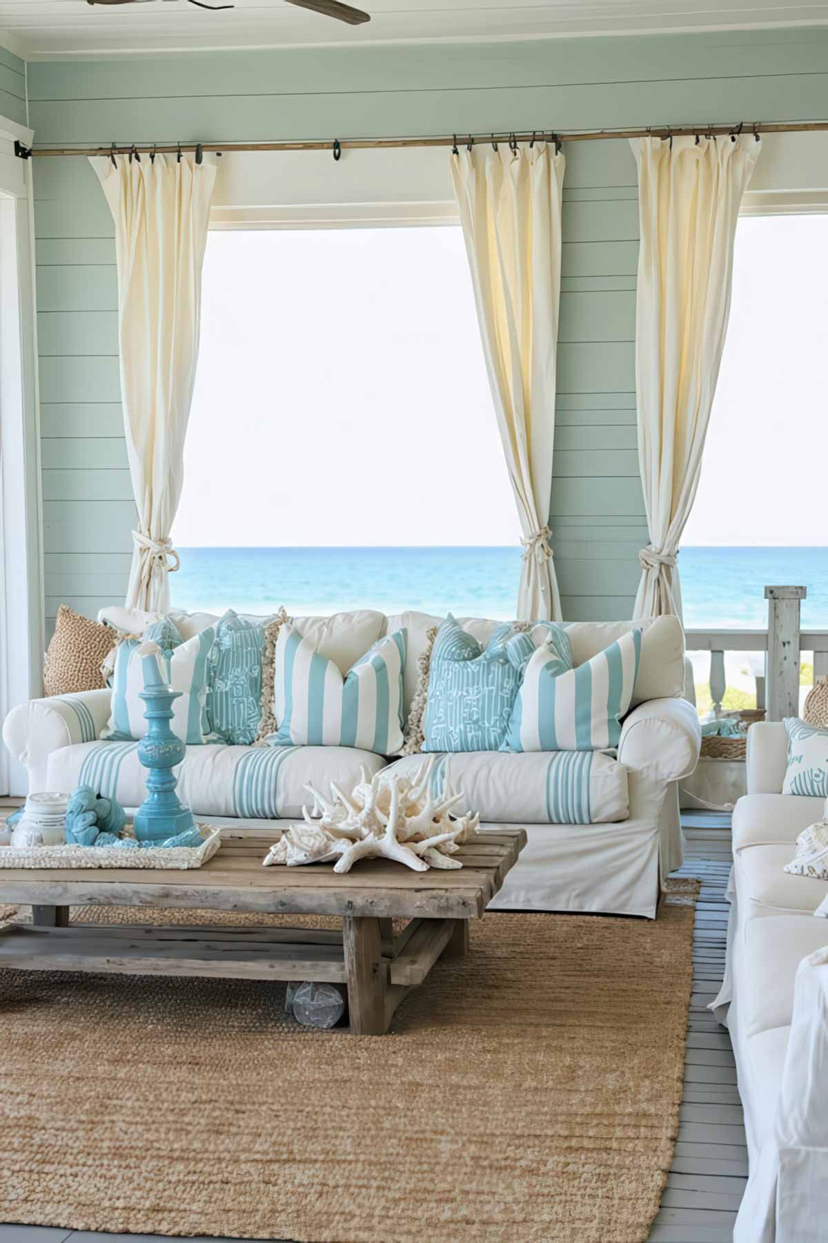 Create a serene seaside sanctuary with my expert tips on how to design coastal living room spaces.