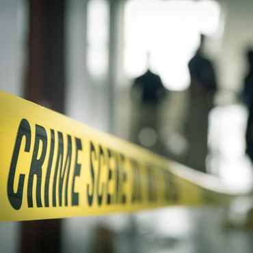 Crime scene tape across crime scene